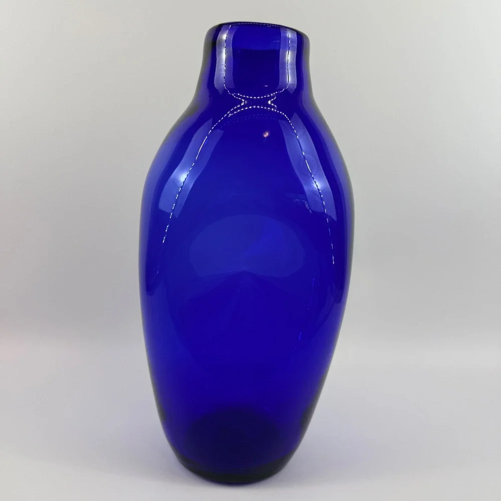 Vintage Blenko 921M Cobalt Blue Art Glass Vase Pre Designer Catalog Form